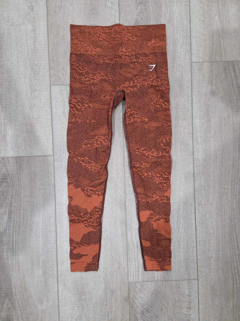 Gymshark Adapt Camo Leggings In Rust & Burnt Orange Size Small